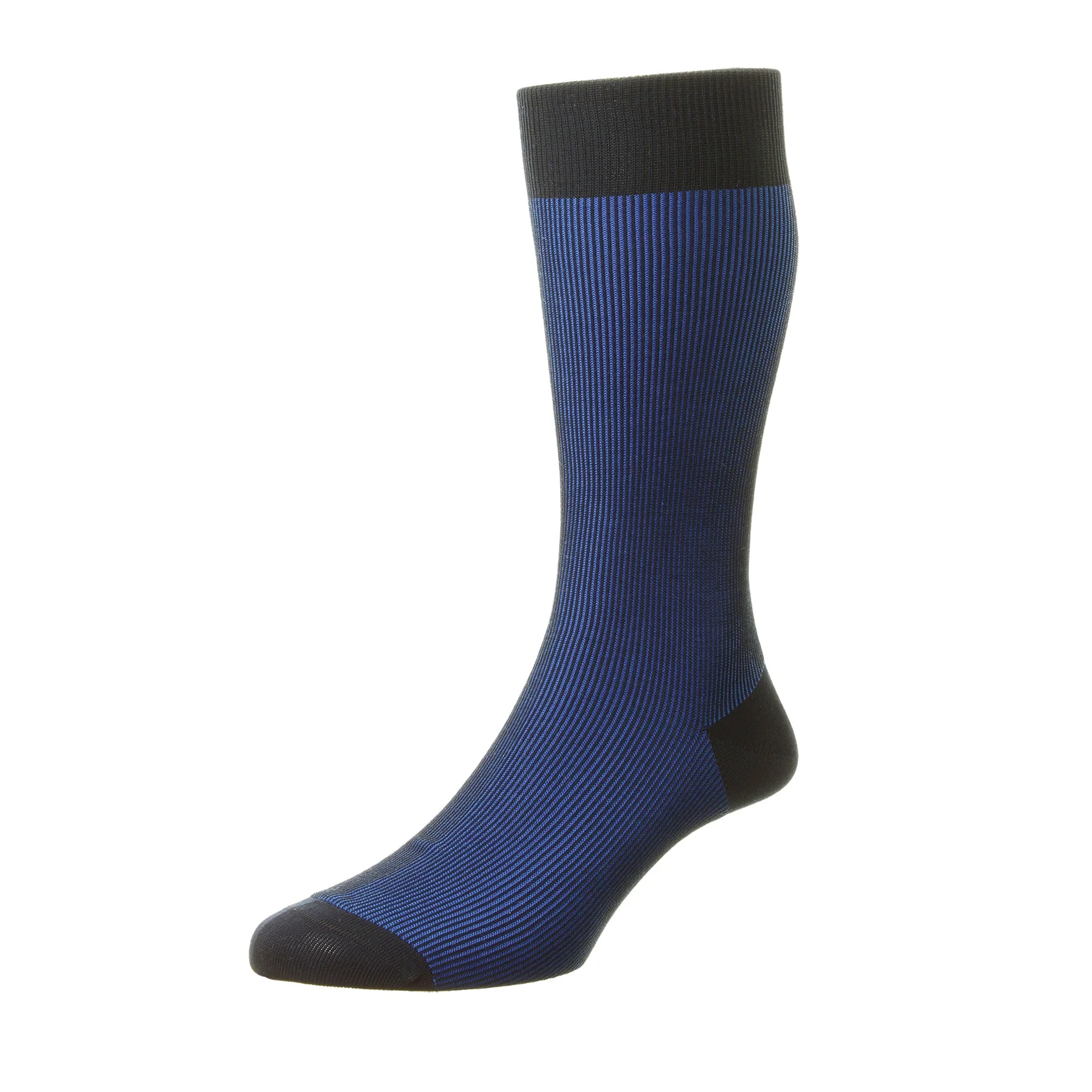 Seaton Navy Shadow Rib Cotton Socks