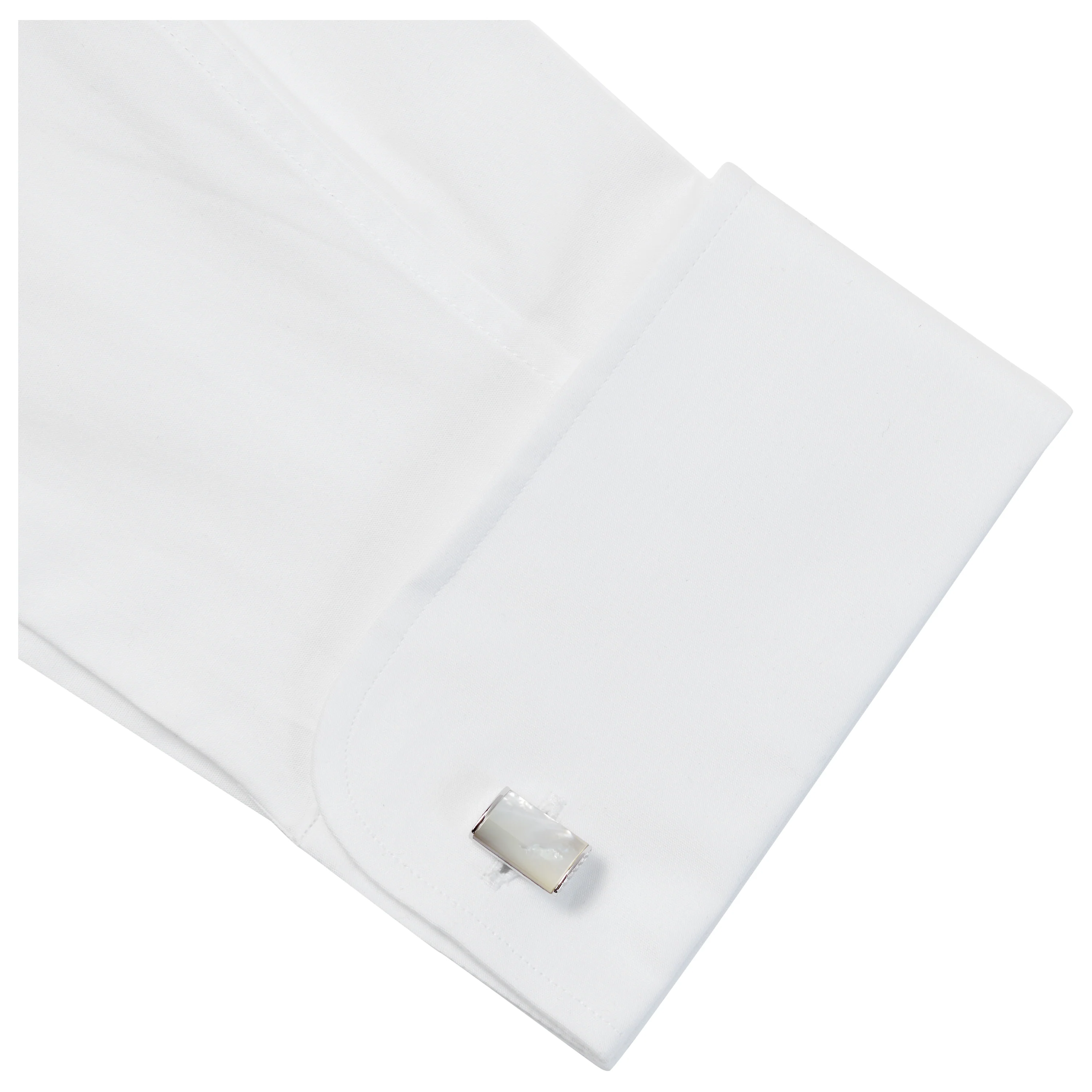 Silver and Mother of Pearl D-Shape Cufflinks - Image 3