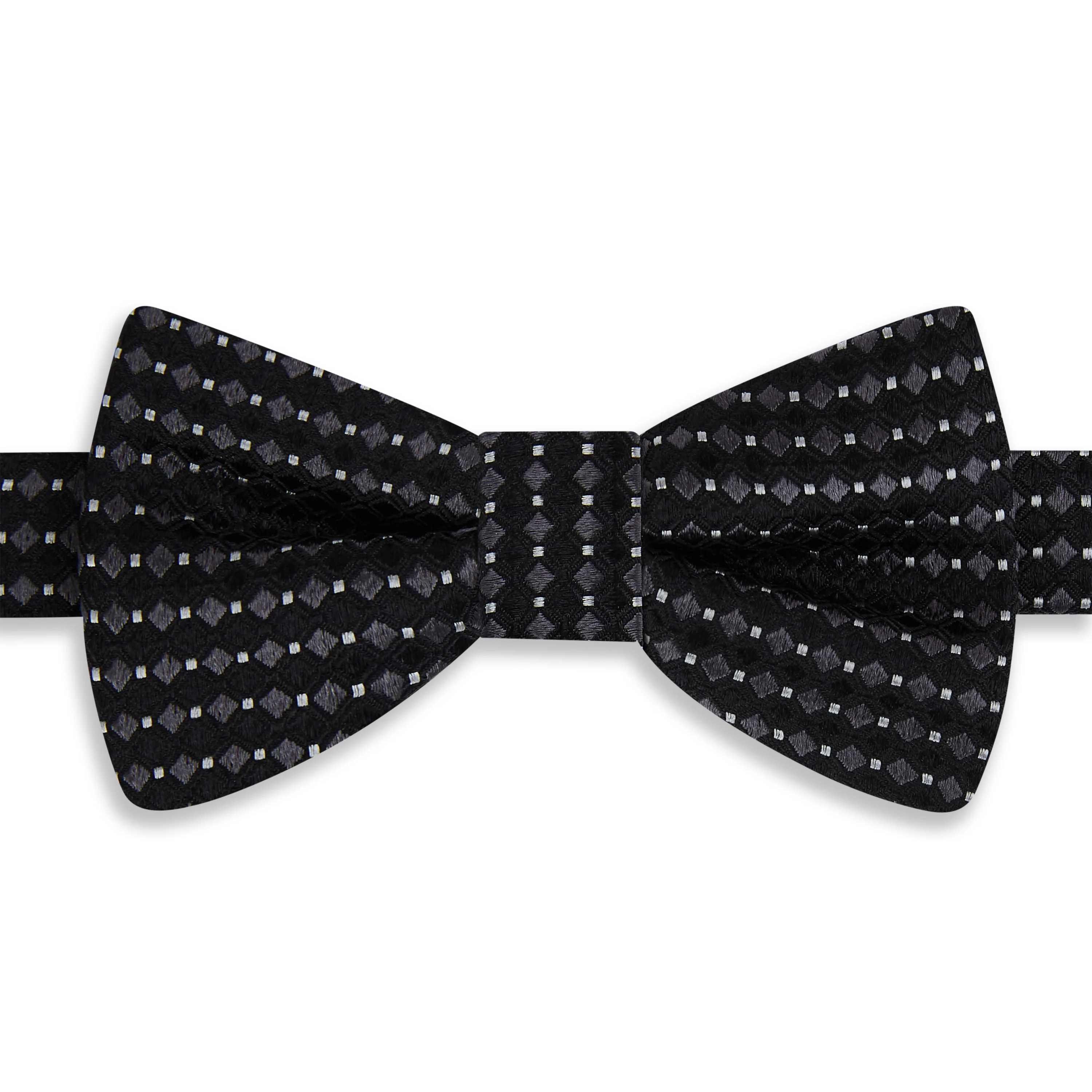 Silver Jacquard Silk Pre Tied Bow Tie