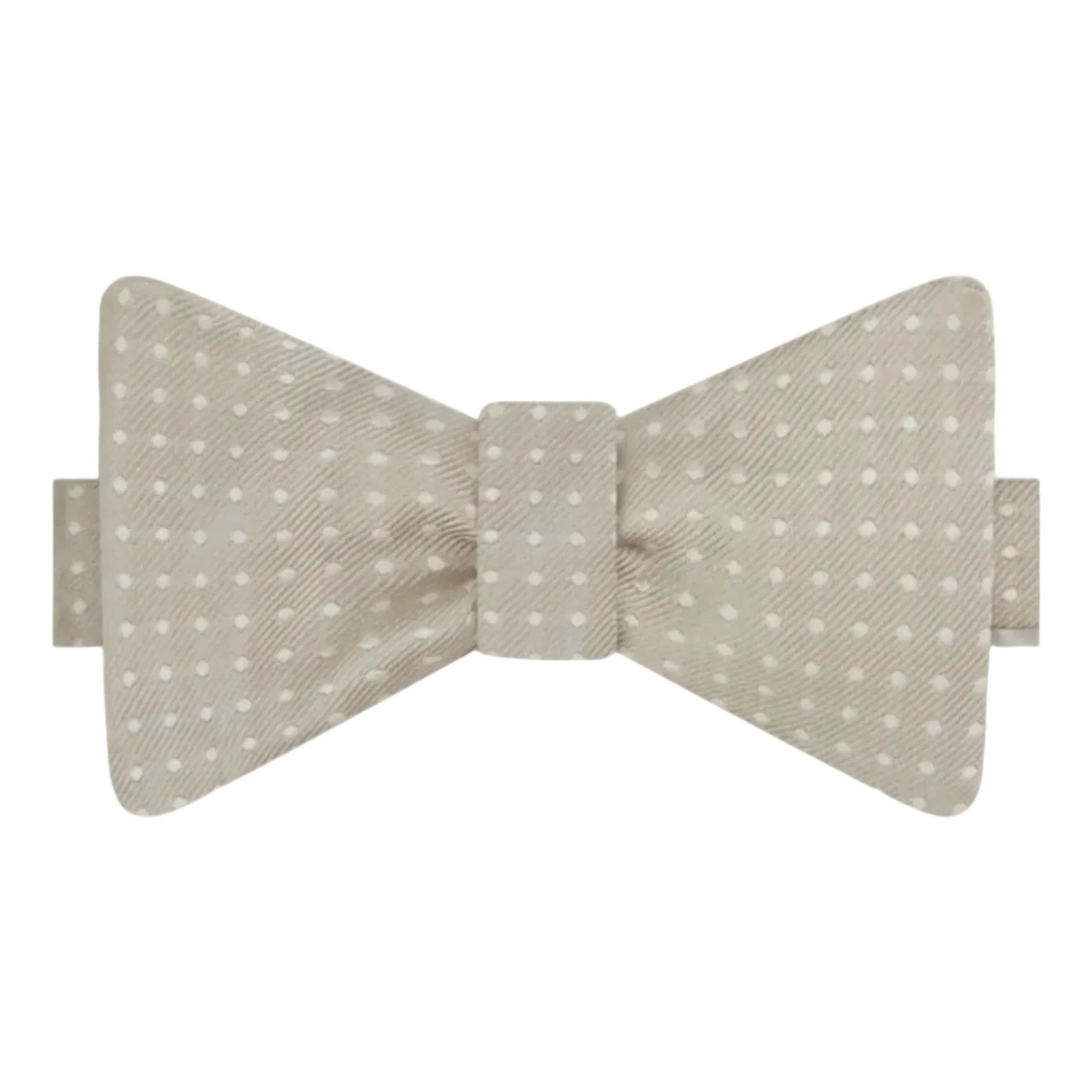 Silver Small Spot Silk Self Bow Tie