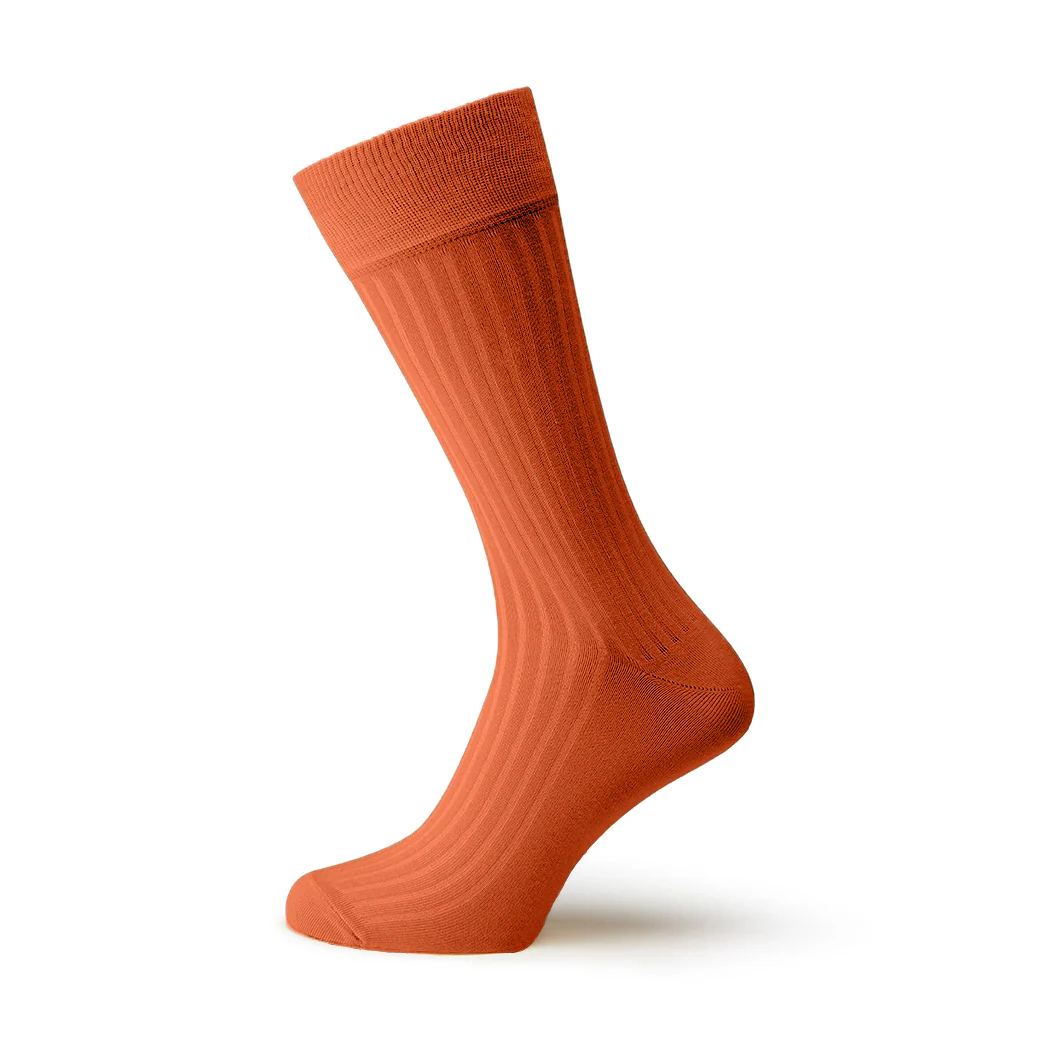 Sontley Coral Ribbed Cotton Sock