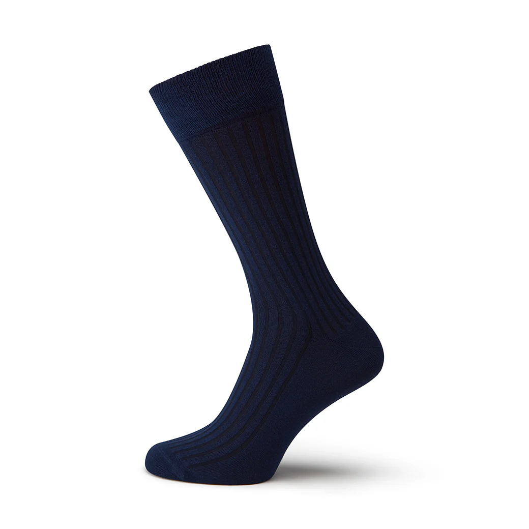 Sontley Navy Ribbed Cotton Sock