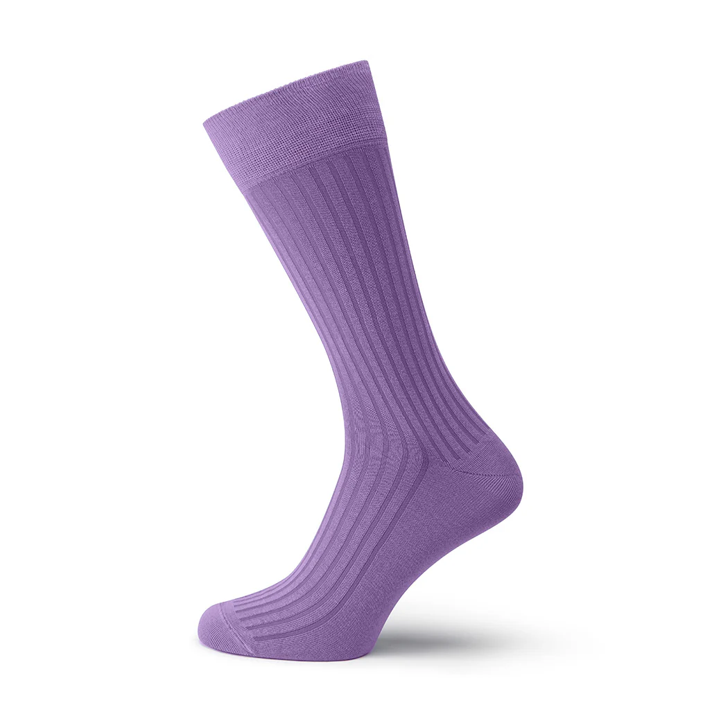Sontley Purple Ribbed Cotton Sock