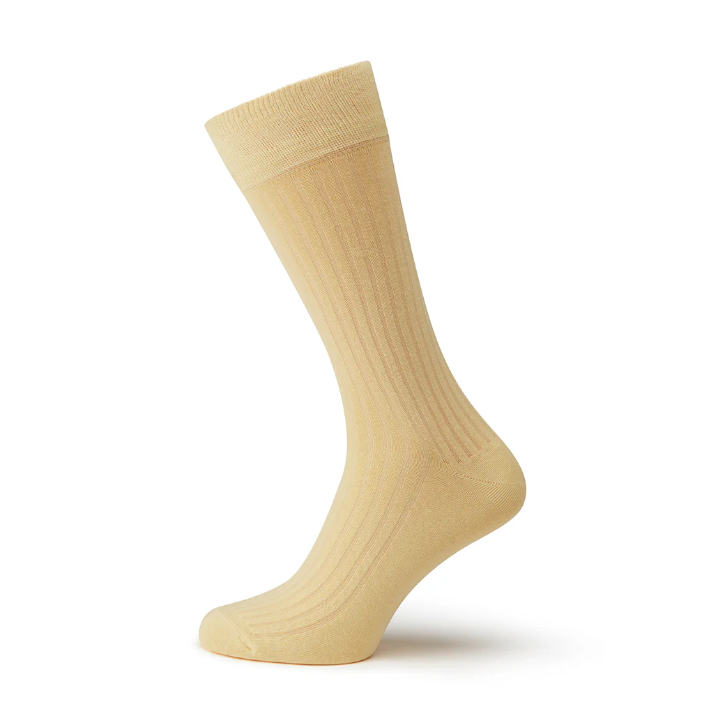Sontley Yellow Ribbed Cotton Sock