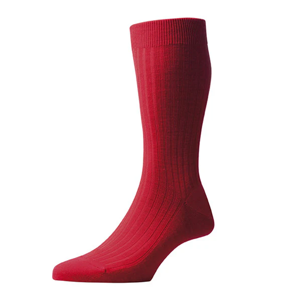 Stockton Red Ribbed Wool Socks