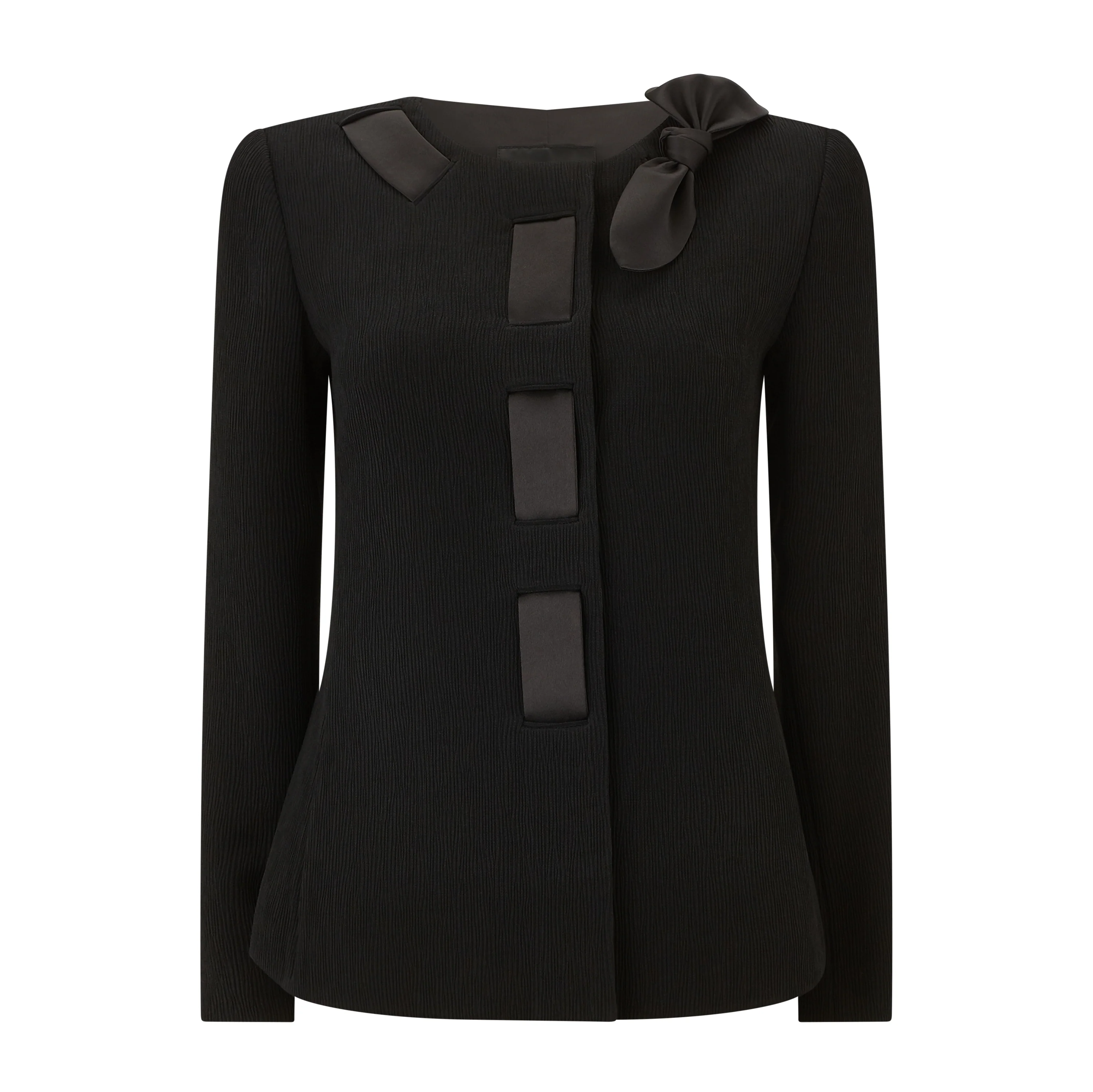 Tailored Short Jersey Leather Bow Jacket