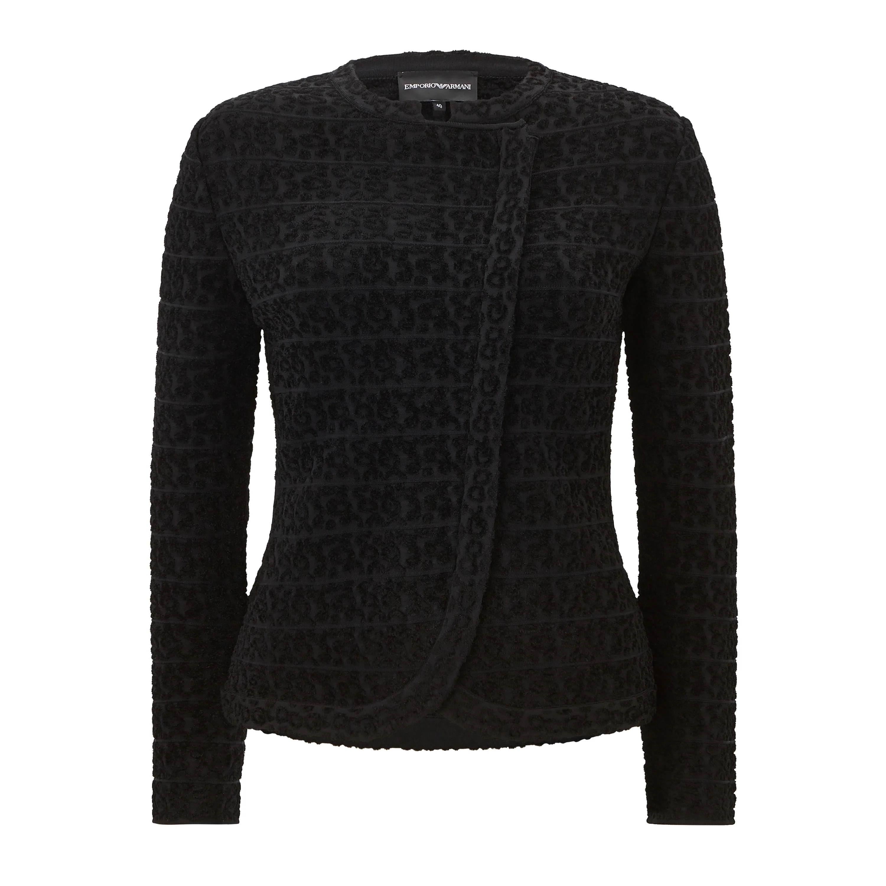 Tailored Short Tonal Knitted Leopard Print Jacket