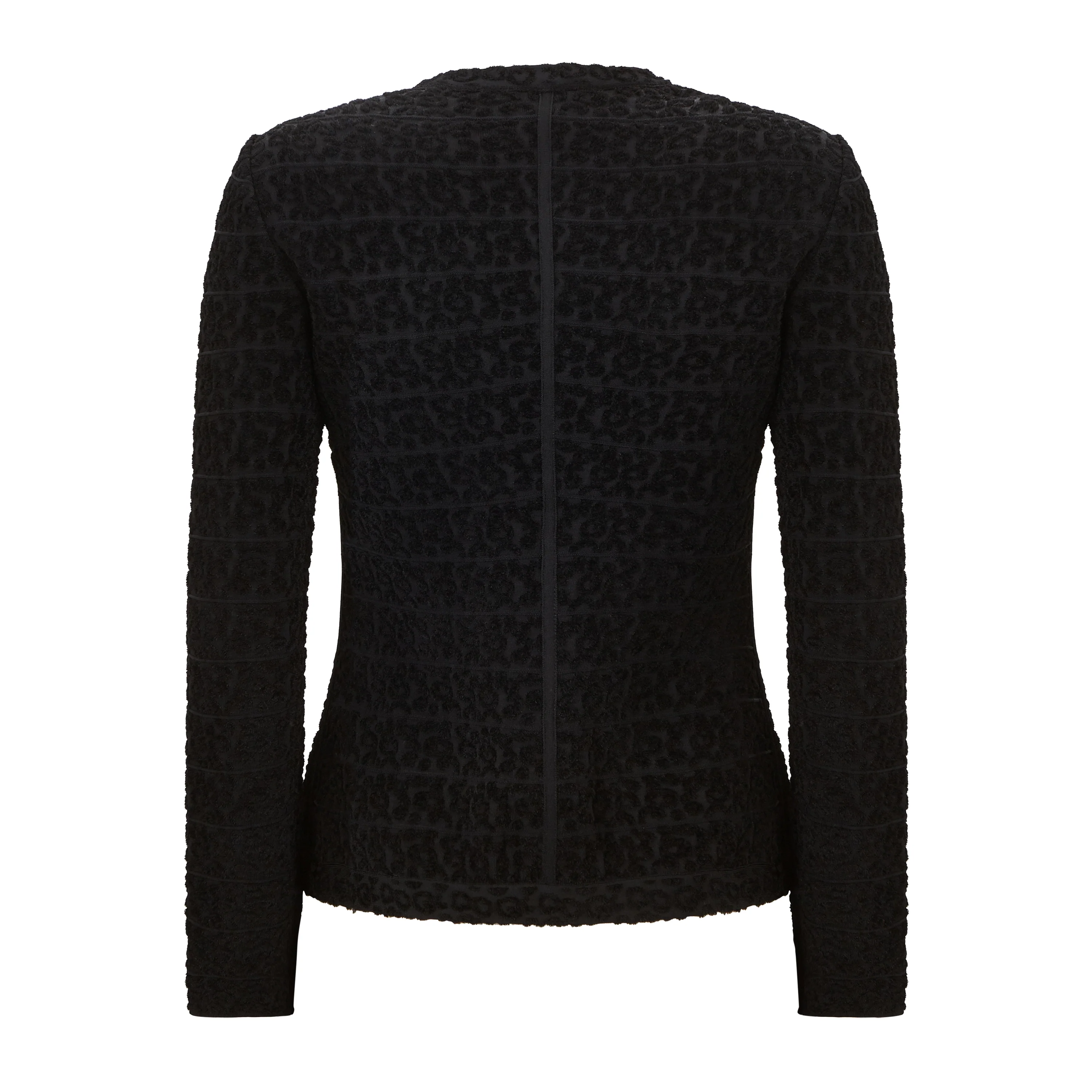 Tailored Short Tonal Knitted Leopard Print Jacket - Image 2