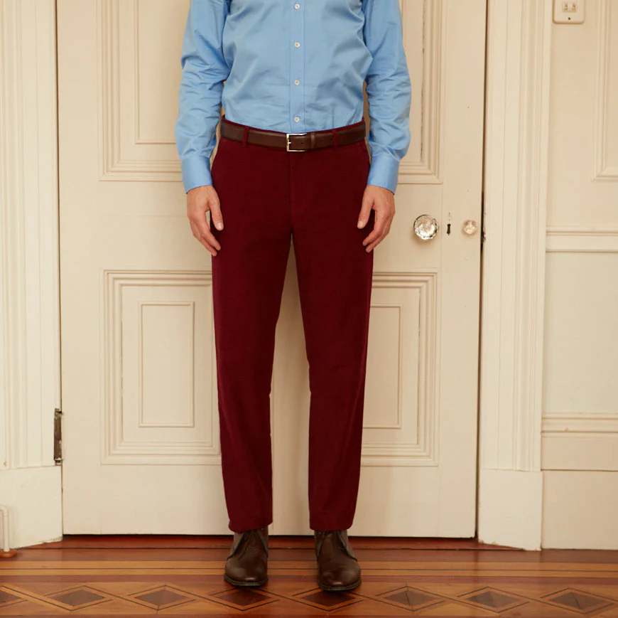 Thomas Burgundy Moleskin Trouser - Image 2