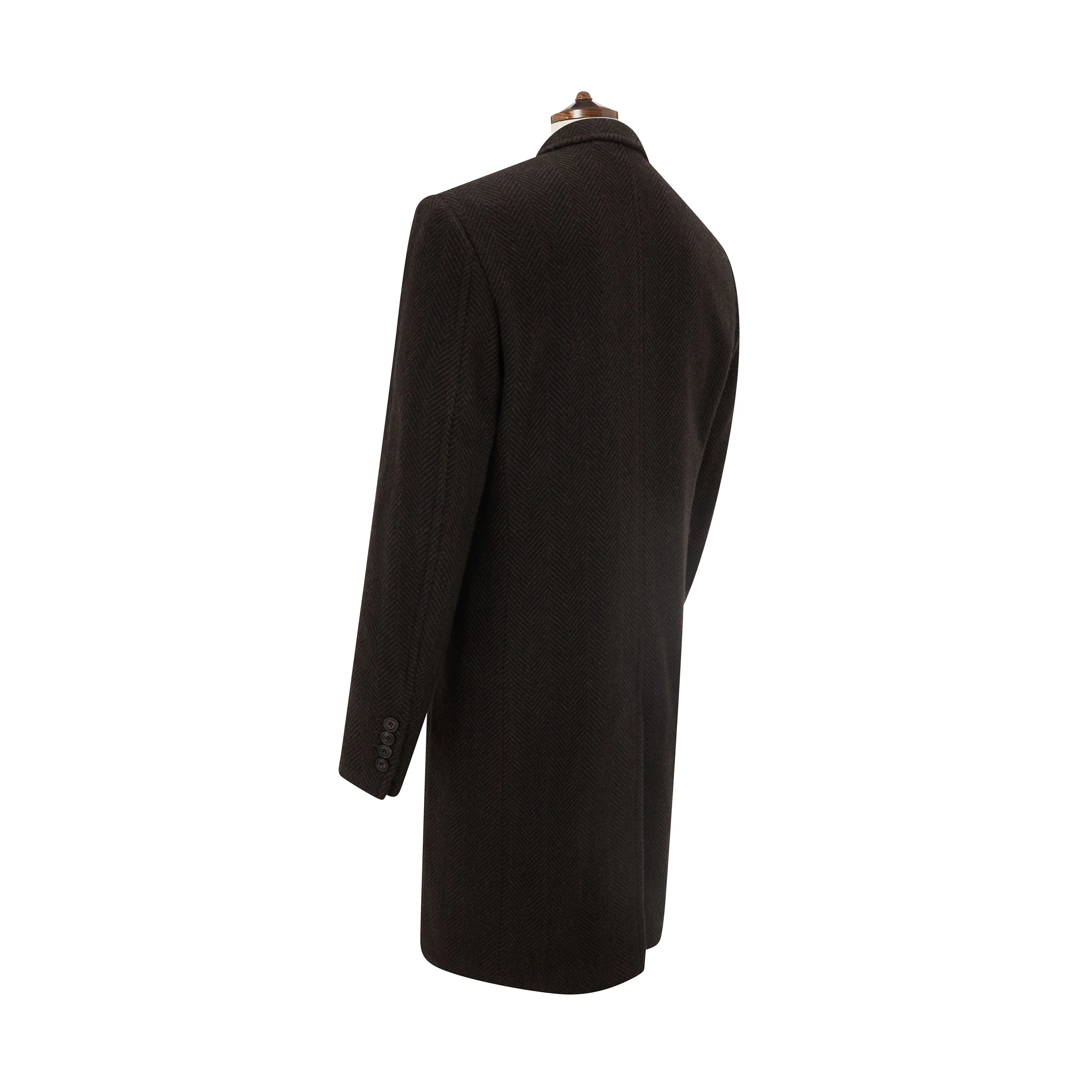 Warrington Brown Herringbone Cashmere Coat - Image 3