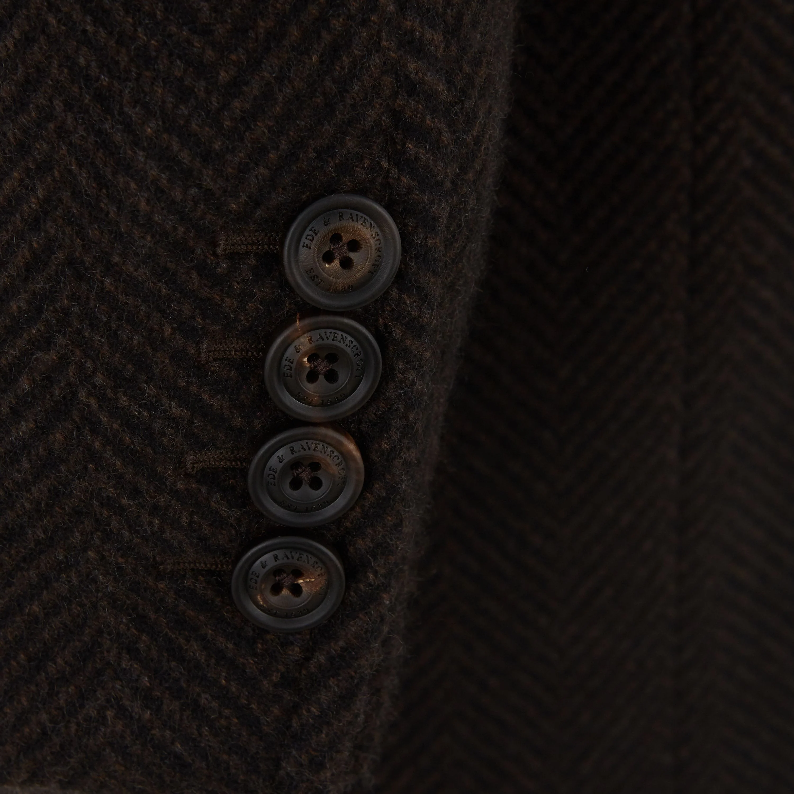 Warrington Brown Herringbone Cashmere Coat - Image 4