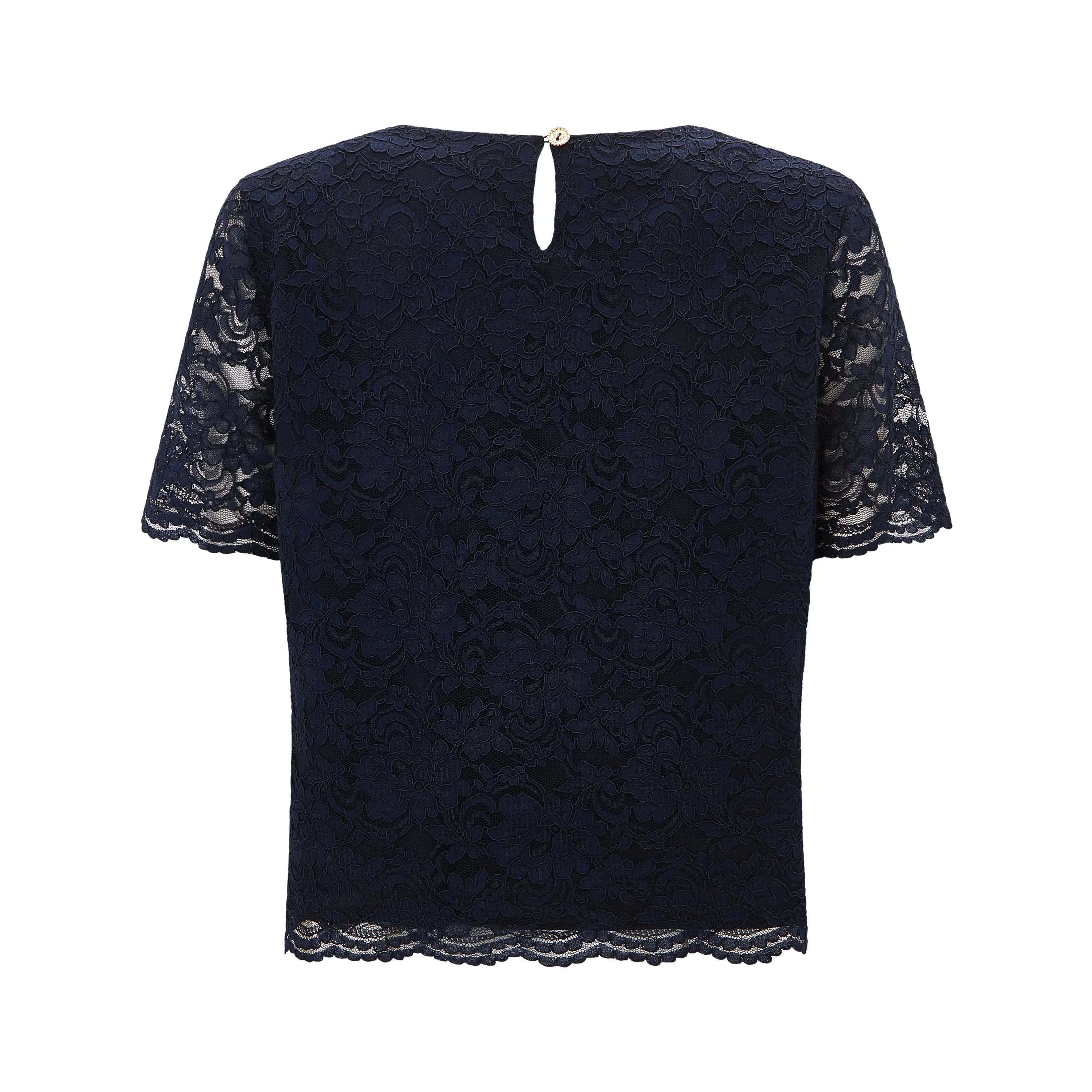 Lace Scoop Neck Top Navy - Image 2