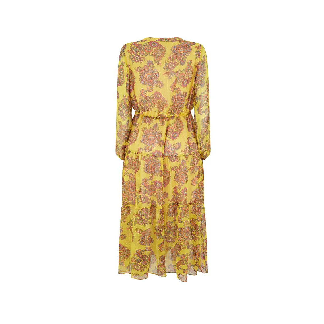 Yellow Long Sleeve Paisley Dress - Image 2