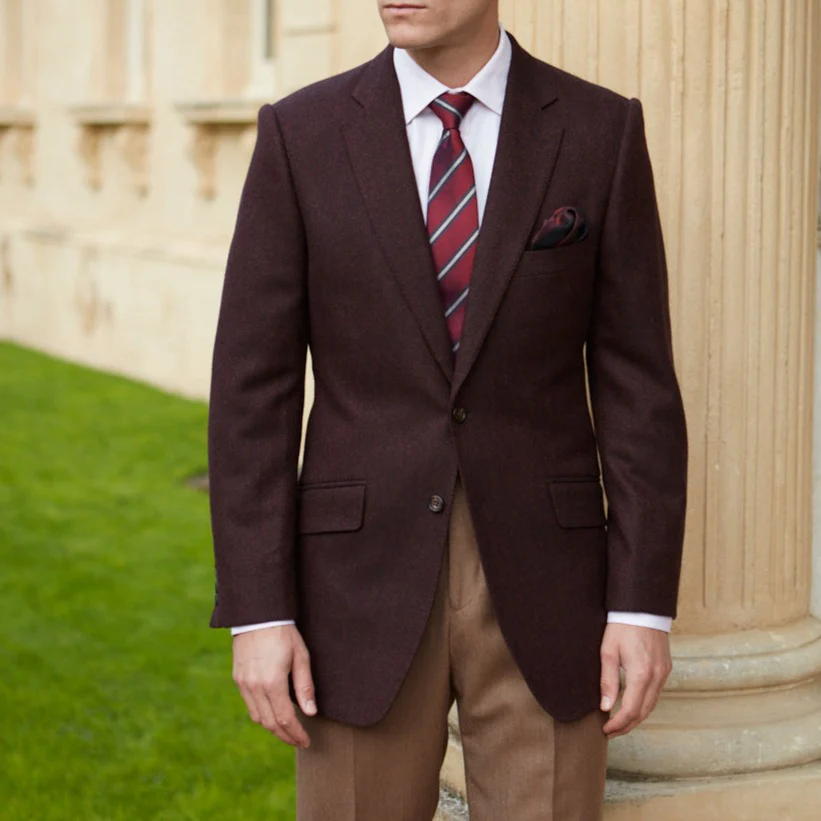 William Burgundy Herringbone Jacket - Image 2