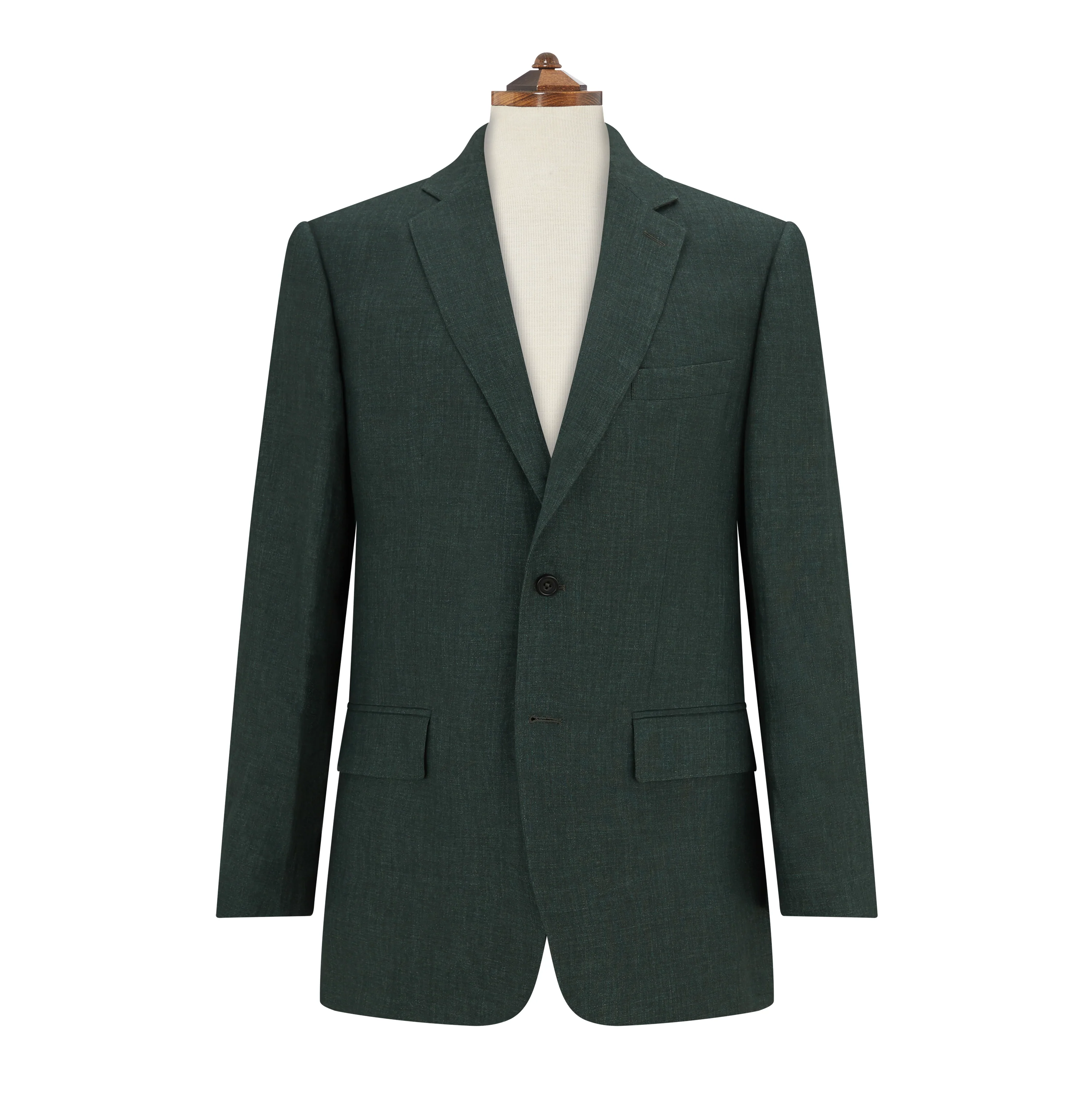 William Dark Green Plain Weave Linen Jacket