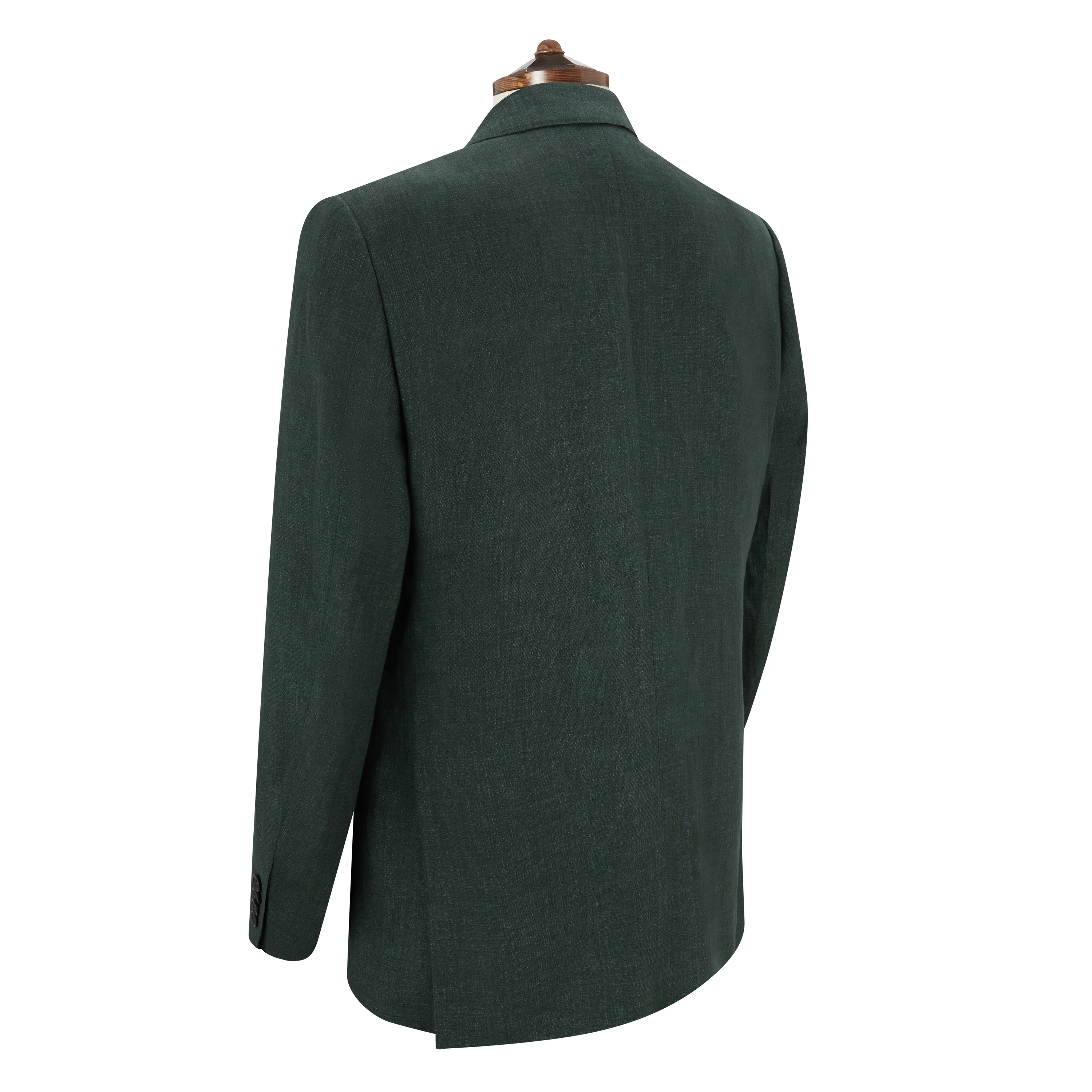 William Dark Green Plain Weave Linen Jacket - Image 3