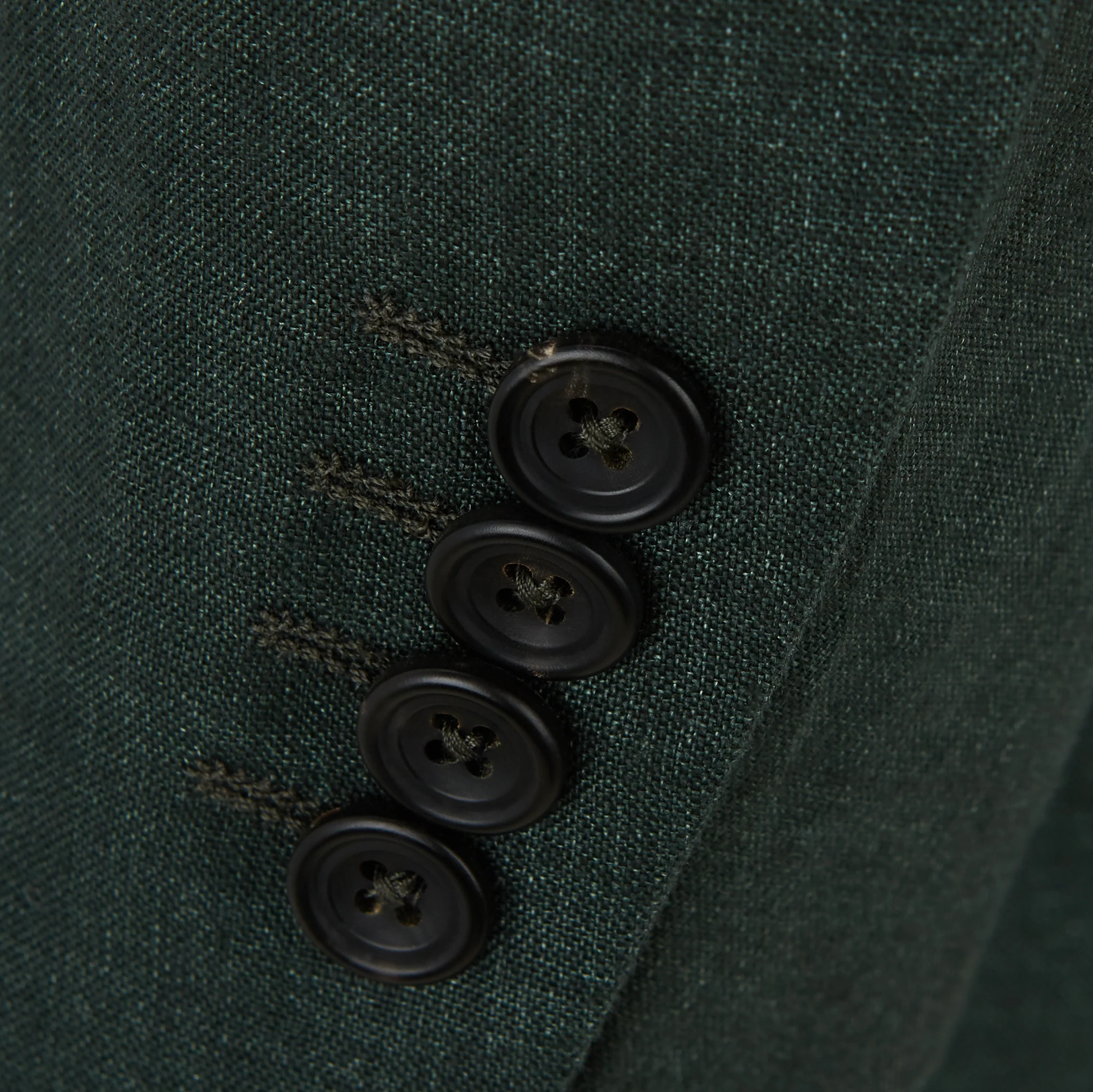 William Dark Green Plain Weave Linen Jacket - Image 4