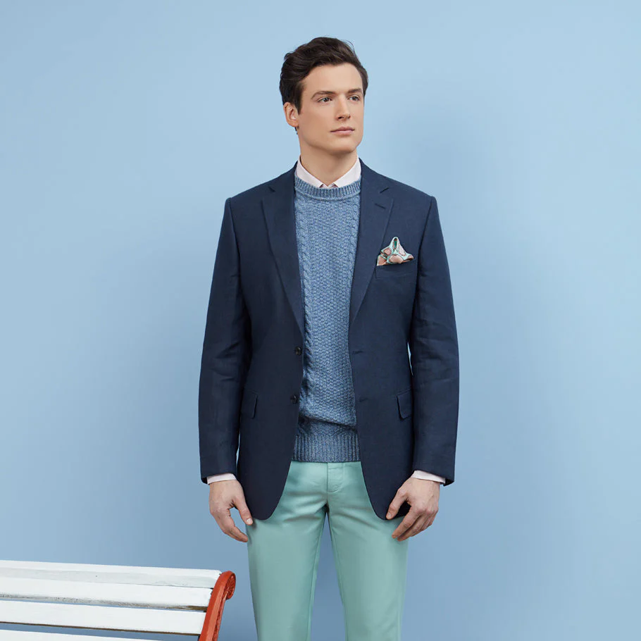 William Navy Linen Jacket - Image 4