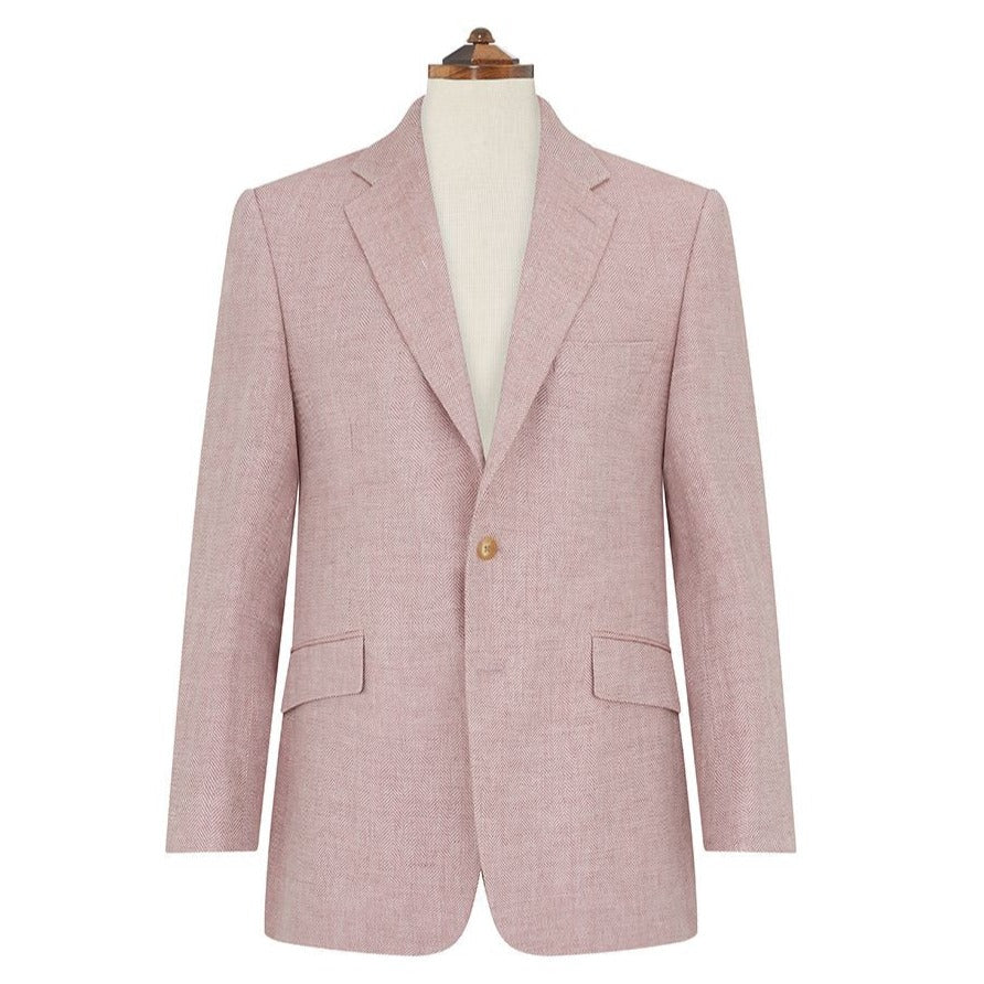 William Pink Cream Linen Herringbone Jacket