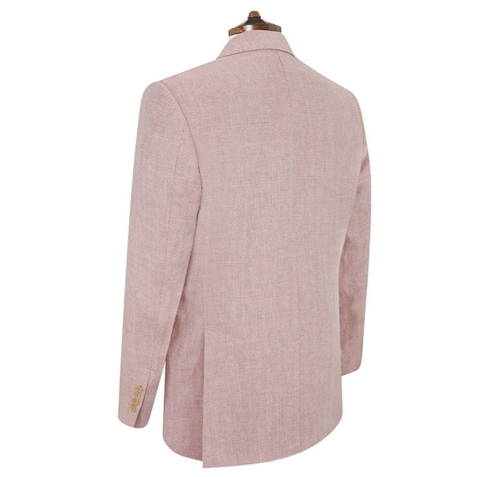 William Pink Cream Linen Herringbone Jacket - Image 3