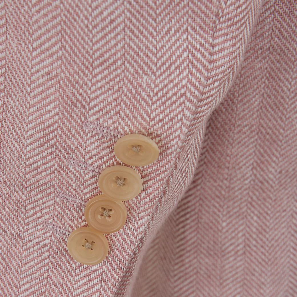 William Pink Cream Linen Herringbone Jacket - Image 4