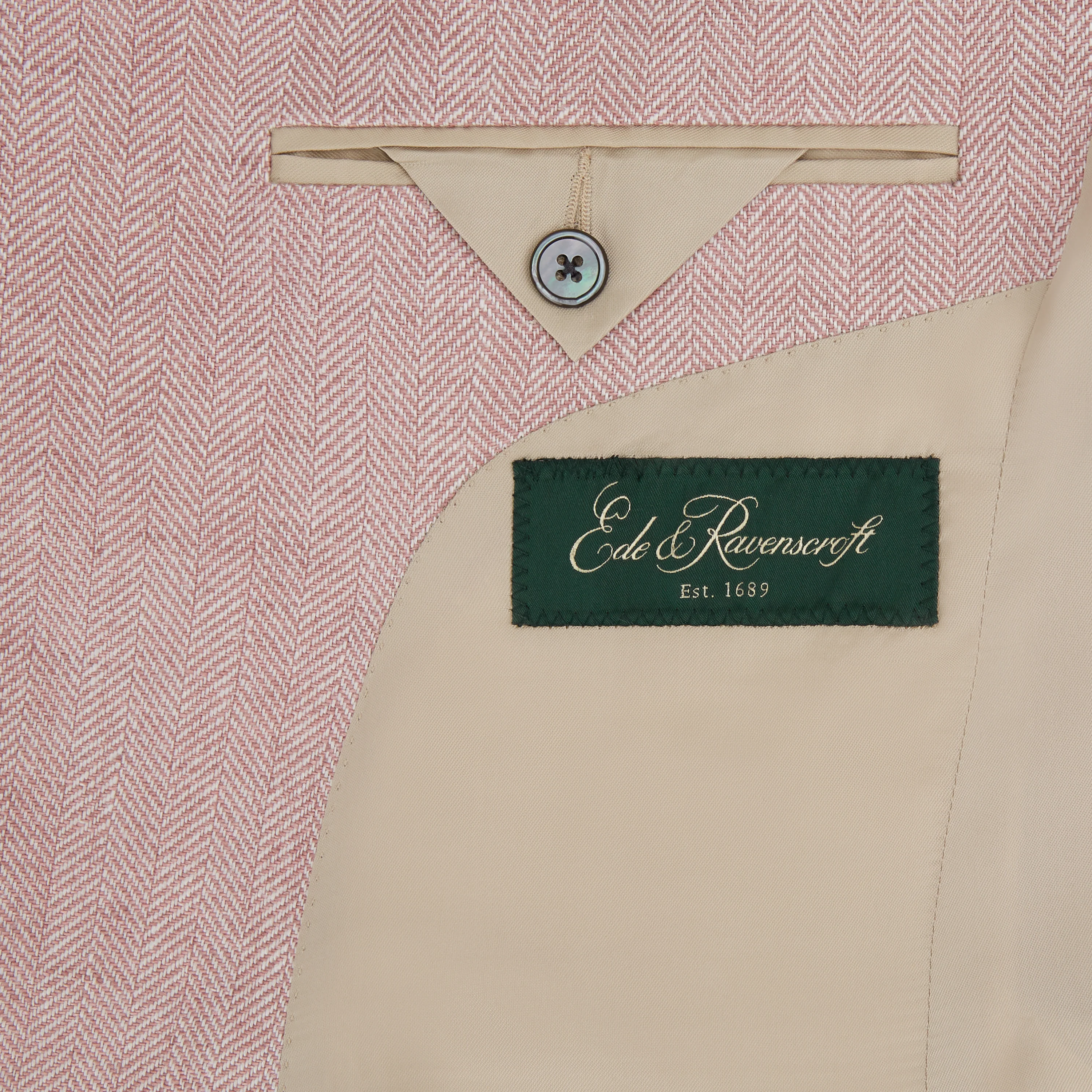 William Pink Cream Linen Herringbone Jacket - Image 5