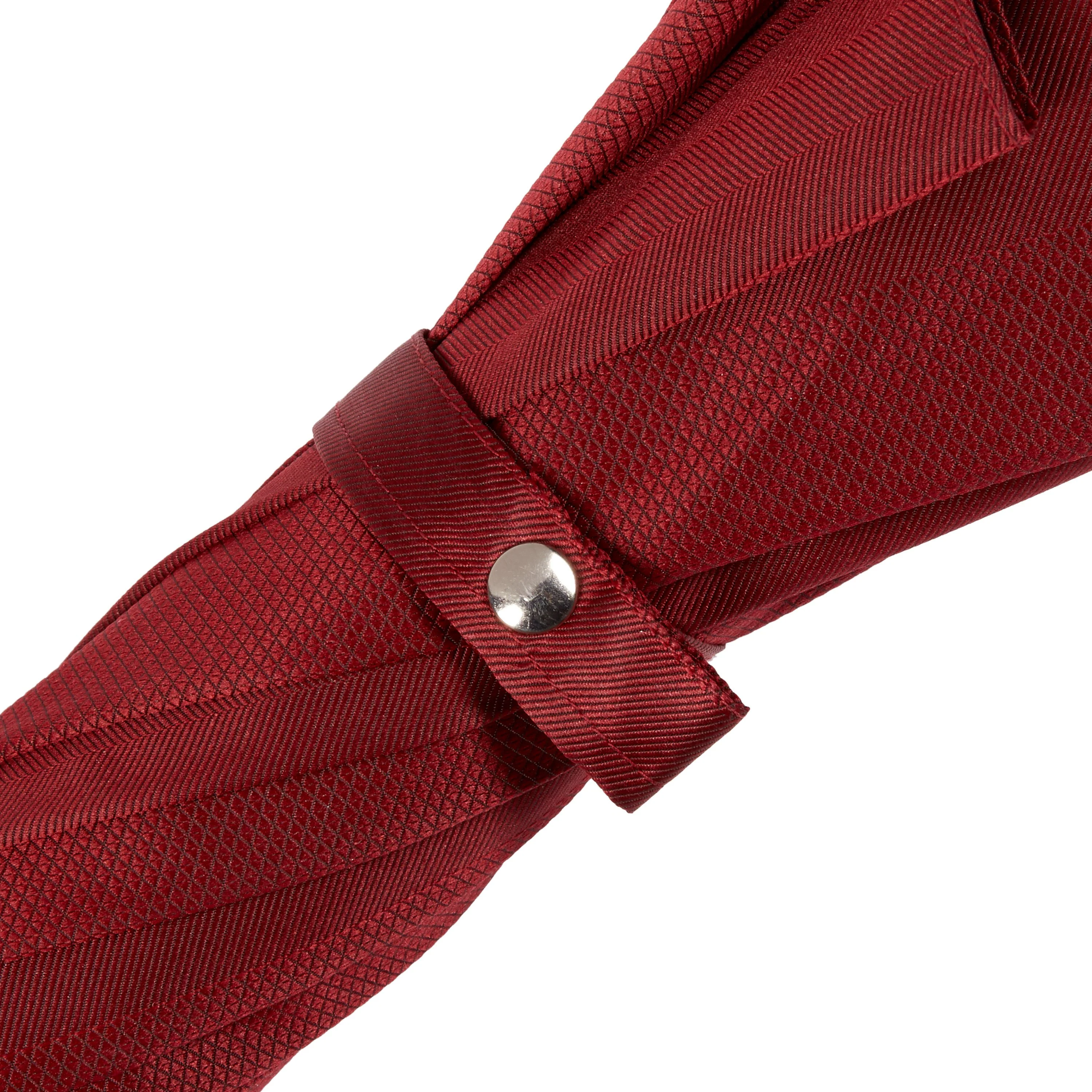 Woven Leather Handle Textured Twill Red Umbrella - Image 4