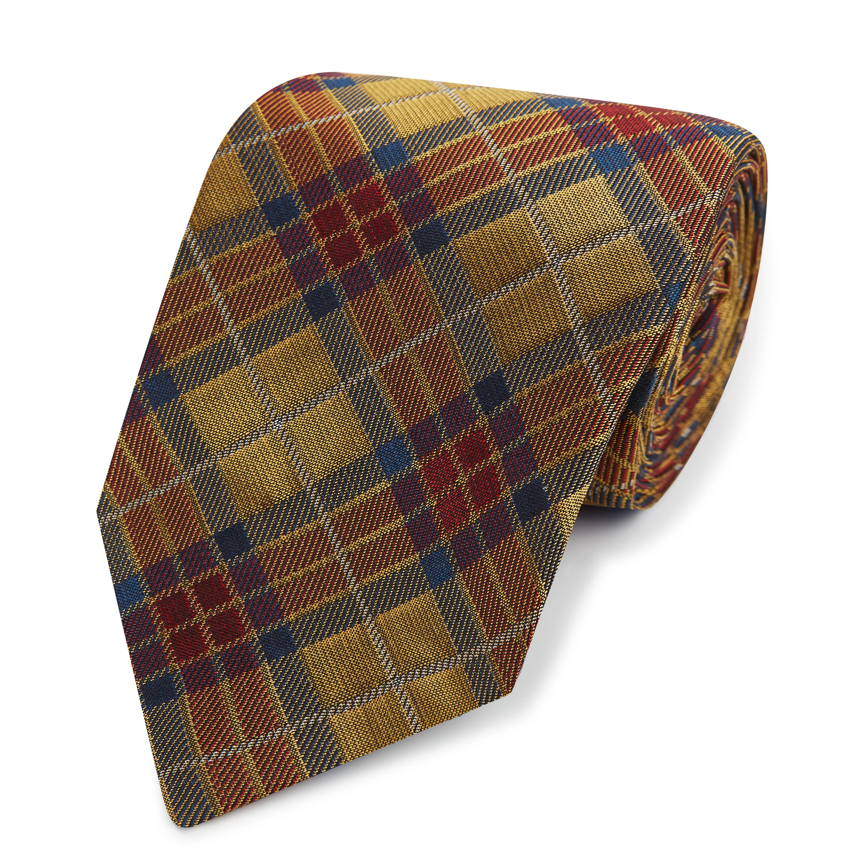 Yellow Check Woven Silk Tie