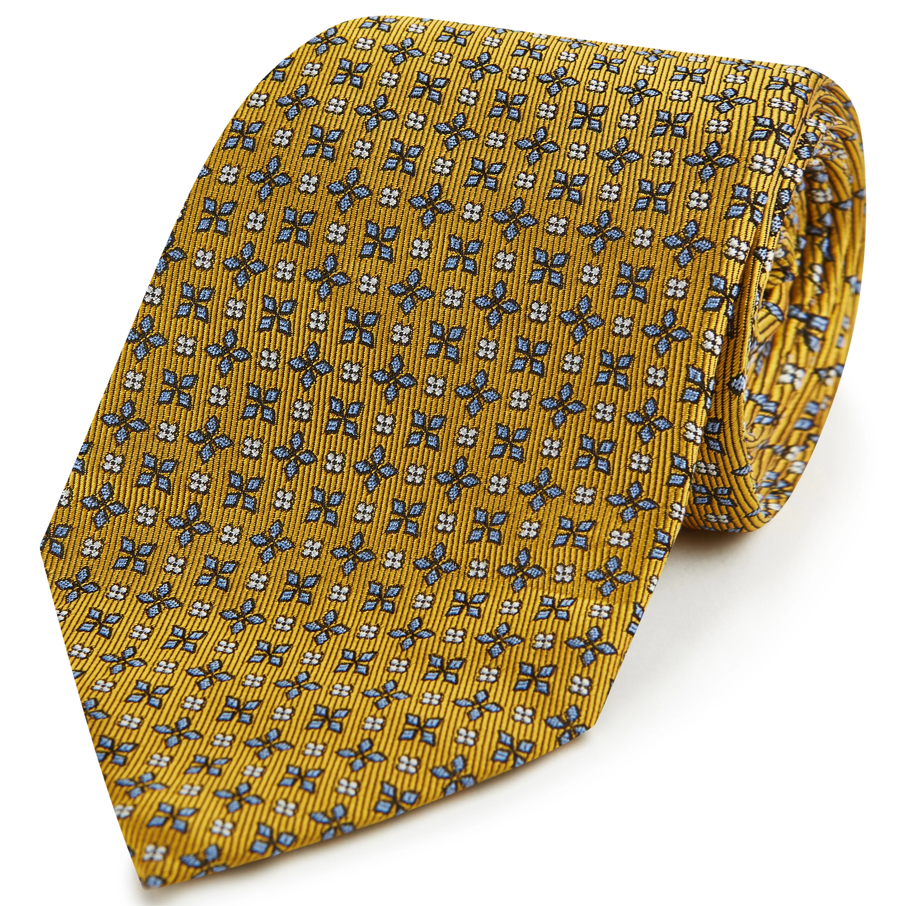 Yellow Geo Floral Woven Silk Tie