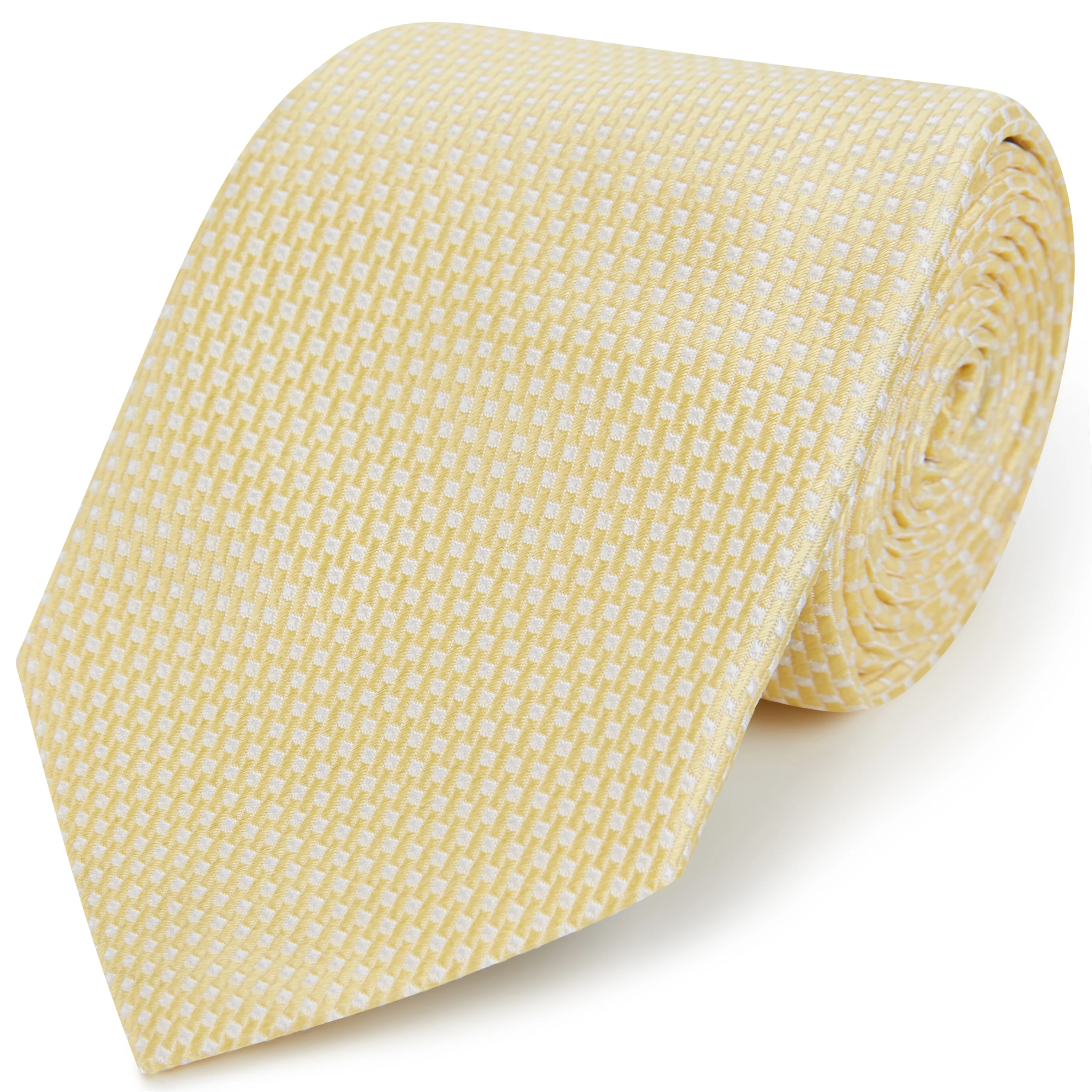 Yellow Geometric Log Woven Silk Tie