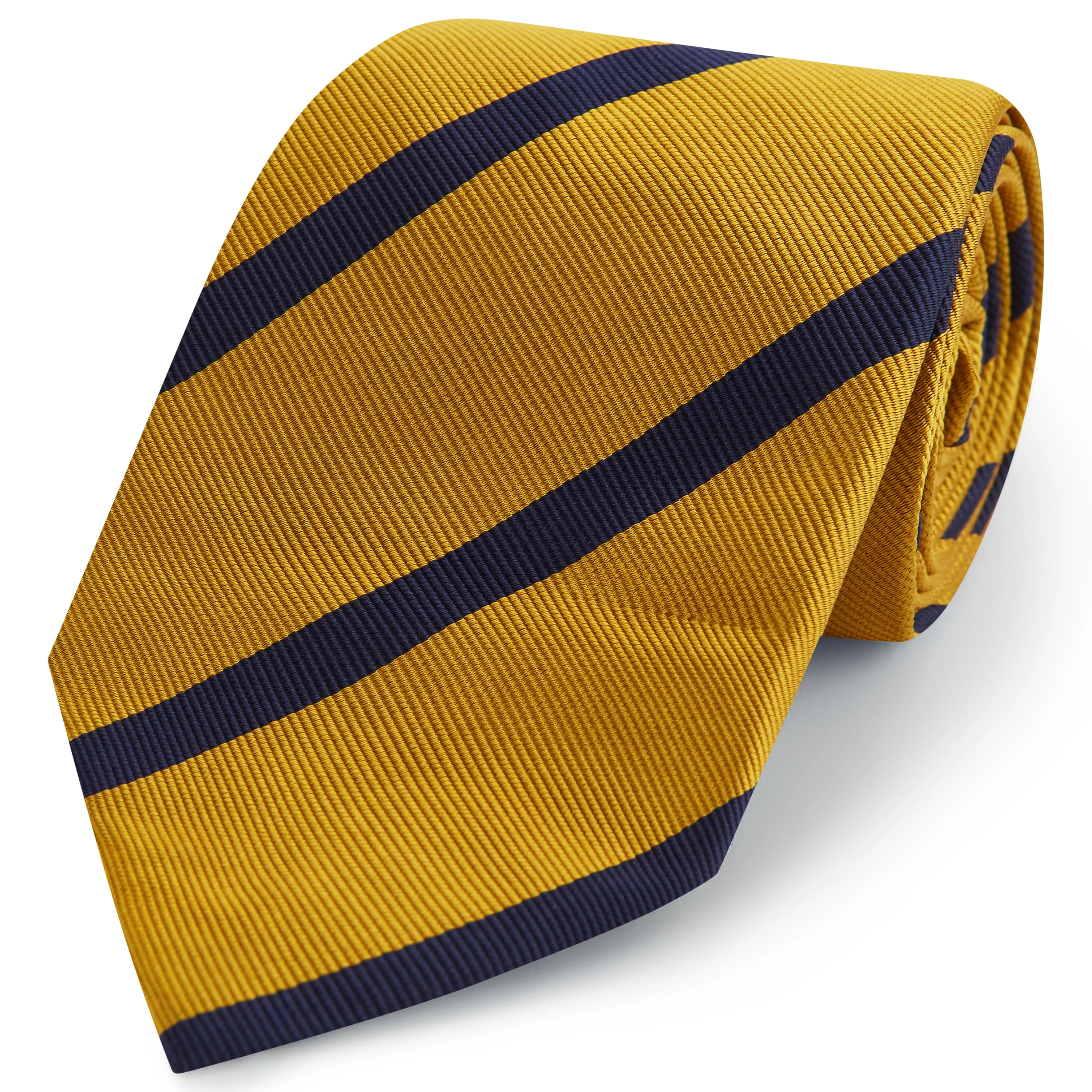 Yellow Navy Twill Stripe Woven Silk Tie