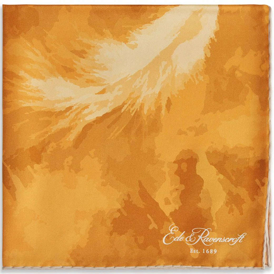 Yellow Watercolour Feather Pocket Square - Image 2